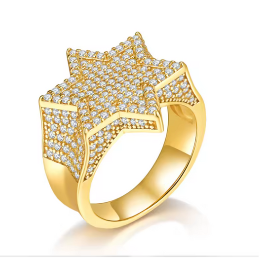 Bague Hip Hop Luxe 22mm Homme – Argent Sterling 925 Plaqué, Full Moissanite Diamants