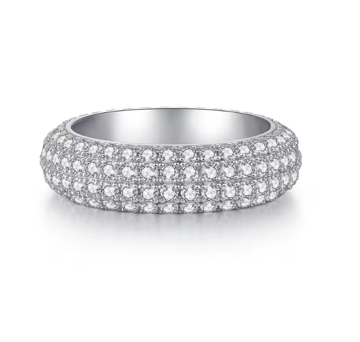 Bague Hip Hop Luxe Unisexe – Platine Massif PT950 & Or Blanc, Entièrement Sertie de Diamants