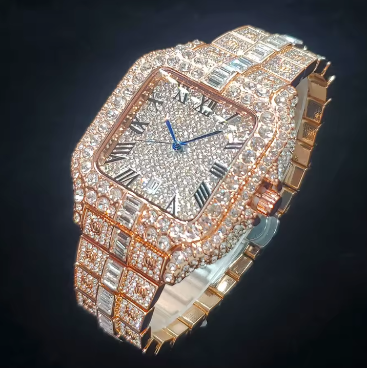 Luxury Gold Iced Out Square Watch – GemoraLuxy